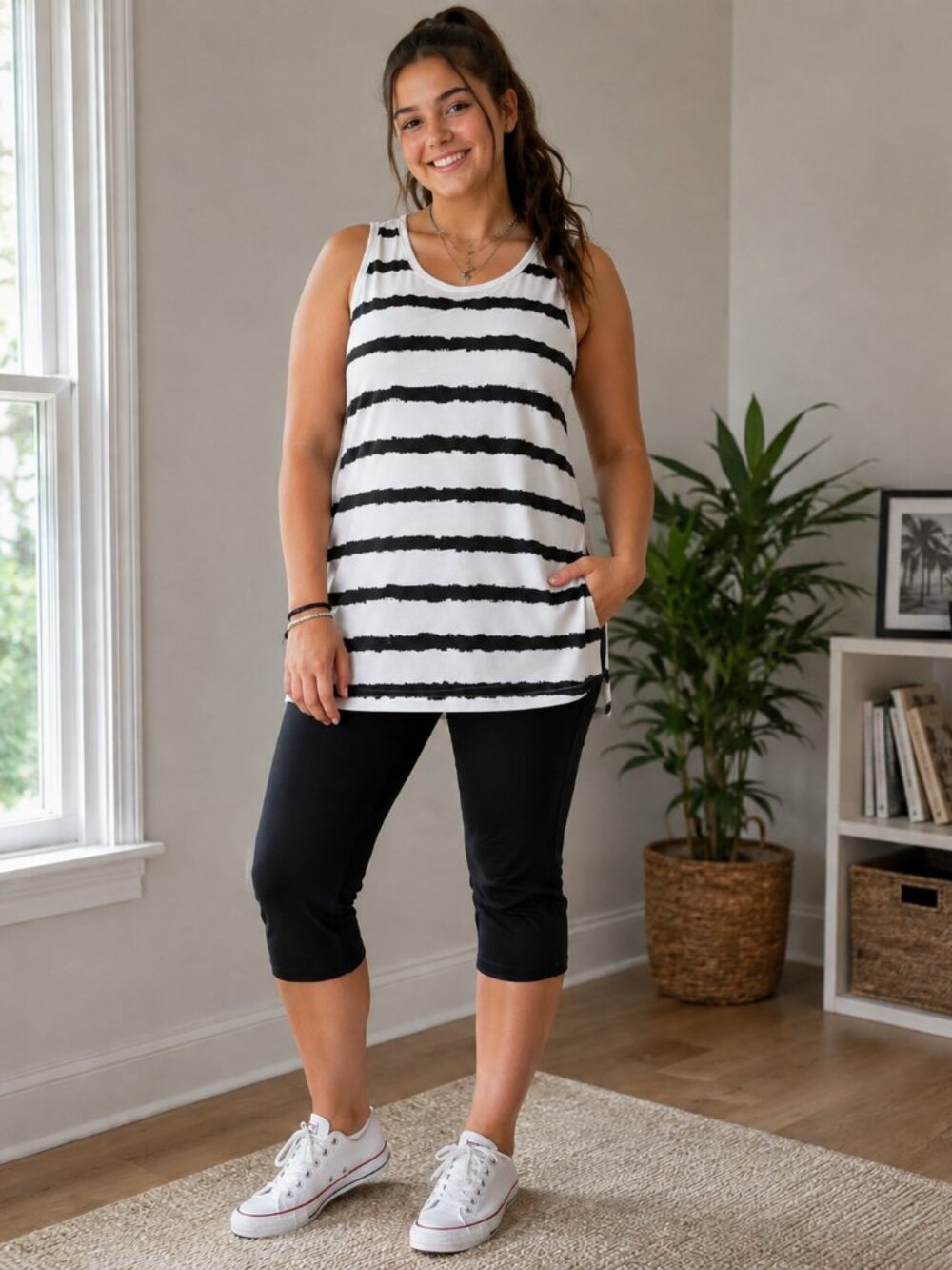 ELUMINARY Sleeveless Black/White Tunic Made in the USA 2X